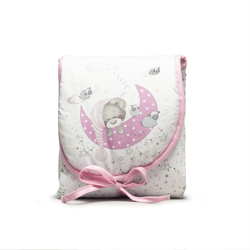 Muda Fraldas 45X75 Cm Algodão+Plástico Bear Sleeping Rosa Interbaby