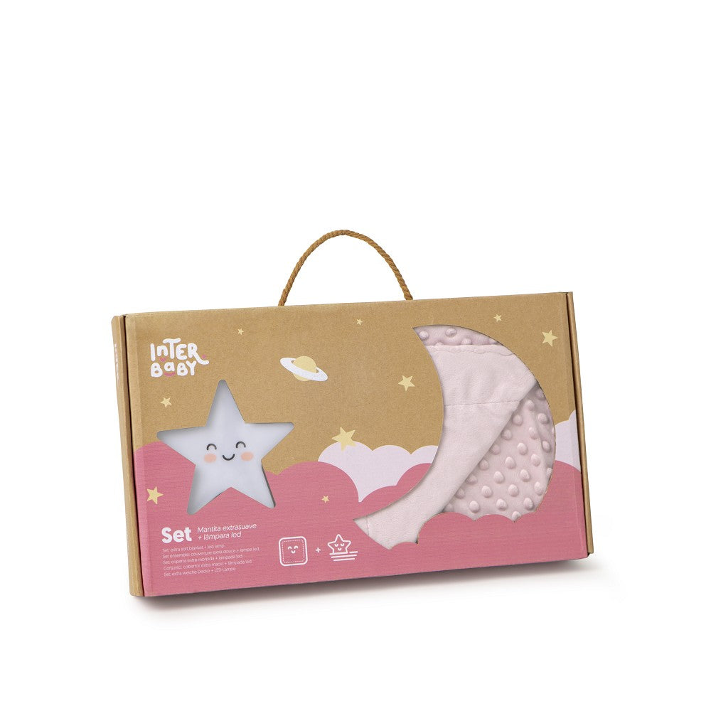 Conjunto Manta Bubble + Luz de presença Rosa Escuro Interbaby