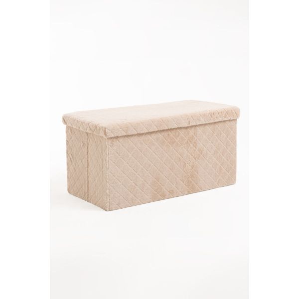 Presentes Miguel Pufe de Armazenamento Dico 76 cm Veludo Beige