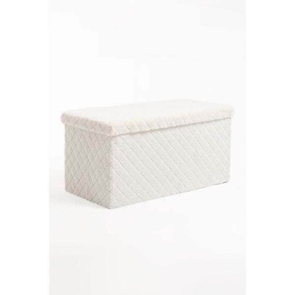 Presentes Miguel Pufe de Armazenamento Dico 76 cm Veludo Branco