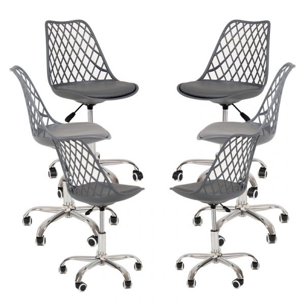 Presentes Miguel Conjunto 6 Cadeiras Mima Office Cinza Escuro