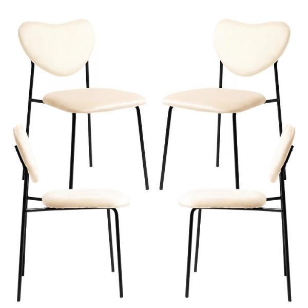 Presentes Miguel Conjunto 4 Cadeiras Cora Black Veludo Beige
