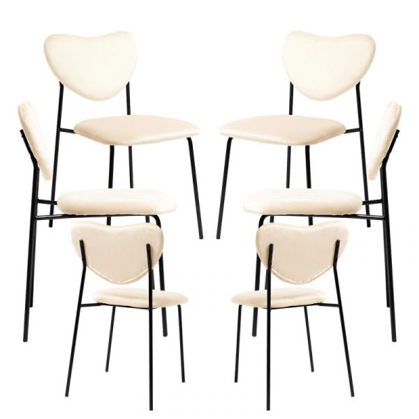 Presentes Miguel Conjunto 6 Cadeiras Cora Black Veludo Beige