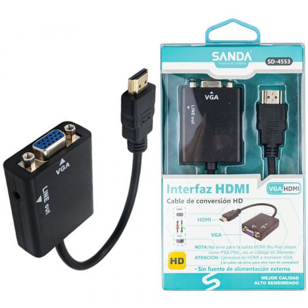 Sanda Adaptador Hdmi para Vga SD-4553 Preto - 8435481345531