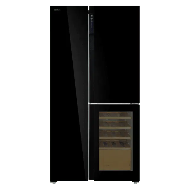 Frigorífico 3 portas Cecotec Bolero CoolMarket TDW 548 Black Glass com Vinoteca e Total No Frost