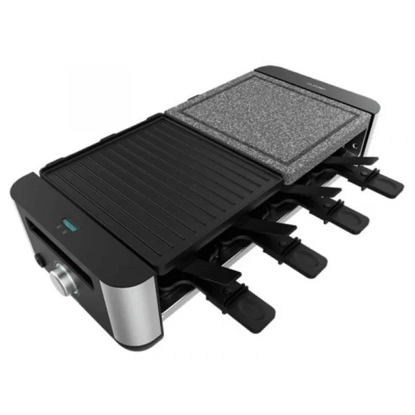 Grelhador Cecotec Raclette Cheese&Grill 16000 Inox AllStone Raclette com Pedra Natural 1400W Preta