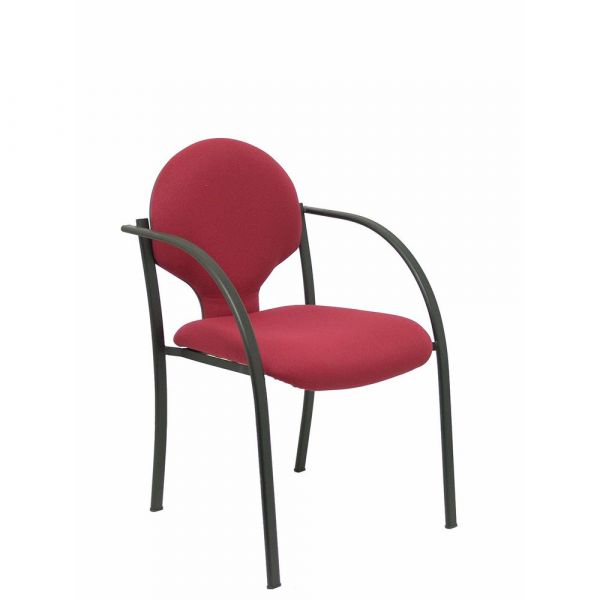 PYC Pack de 2 Cadeiras Ergonômicas Incorporada Confiante c/ Braços Fixos, Empilhável e Estrutura Preta Assento e Encosto Estofado Bali Maro