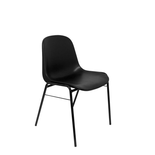 PYC Embalar Confiantes 4 Cadeiras Ergonómicas, Empilhável e c/ Assento Preto Frame e Preto Pvc Fazendo Alborea
