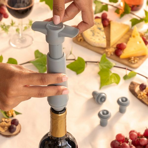 InnovaGoods Winuum Bomba de Vácuo Manual e Tampas para Vinho (4 Tampões)