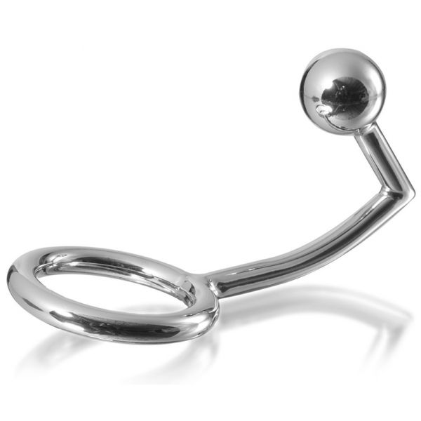 Metal Hard Metalhard Cock Ring Intruder com Analbead 45MM - D-205383
