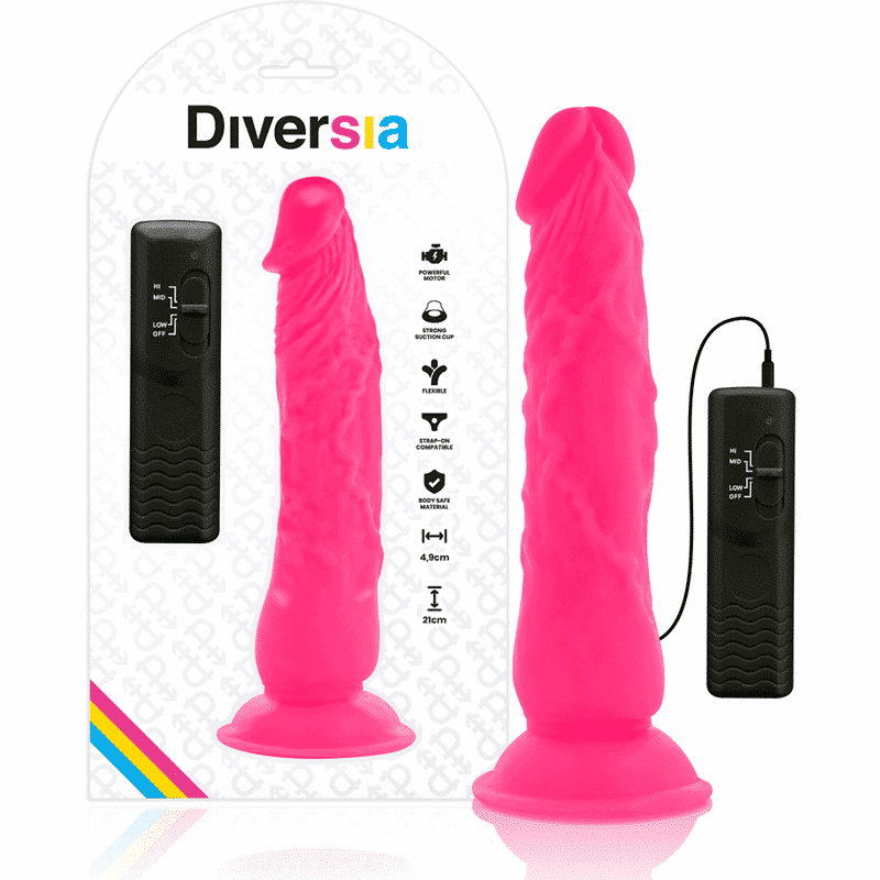 Diversia Dildo Flexible com Vibracion 21 cm Rosa