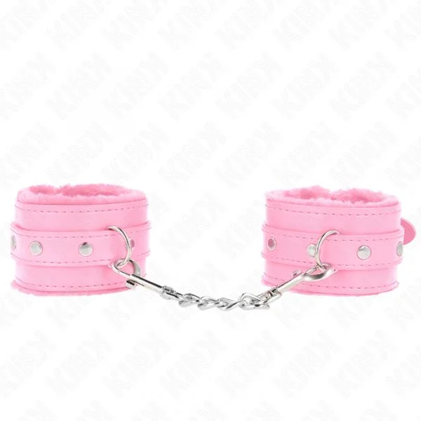 Kink Pulso Premium Forro de Pele Rosa com Cinto Rosa Ajustável 17-29 cm x 6 cm