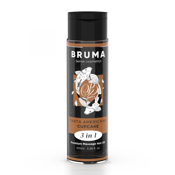 Bruma Óleo de Massagem Premium Efeito Calor Sabor Cupcake 3 em 1 100ml