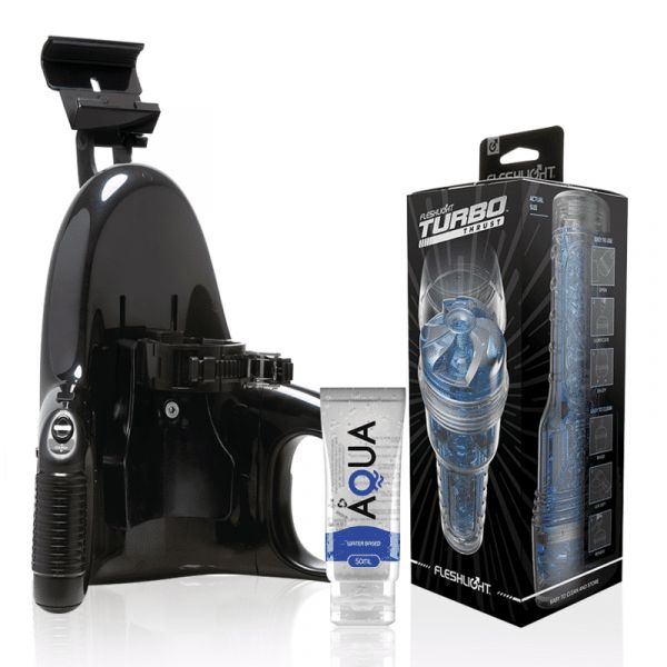 Fleshlight Turbo Thrust Blue Ice + Lançamento Universal + Lubrificante de Qualidade Aqua 50 ml