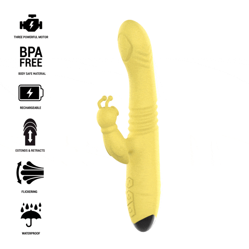 Intense Vibrador Multifuno Toky para Cima e para Baixo com Estimulador Clitórico Amarelo
