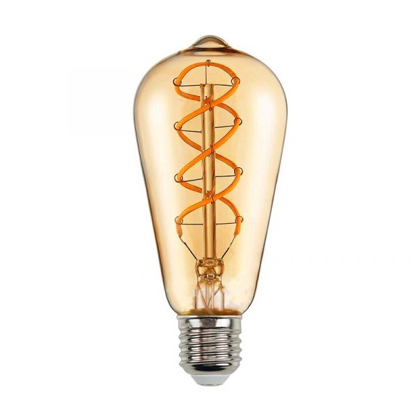 Ledme Lâmpada LED Filamento Espiral E27 ST64 4W Âmbar
