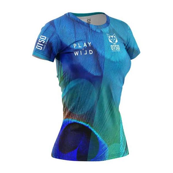 Otso Blue Birds Short Sleeve T-shirt Azul S Mulher