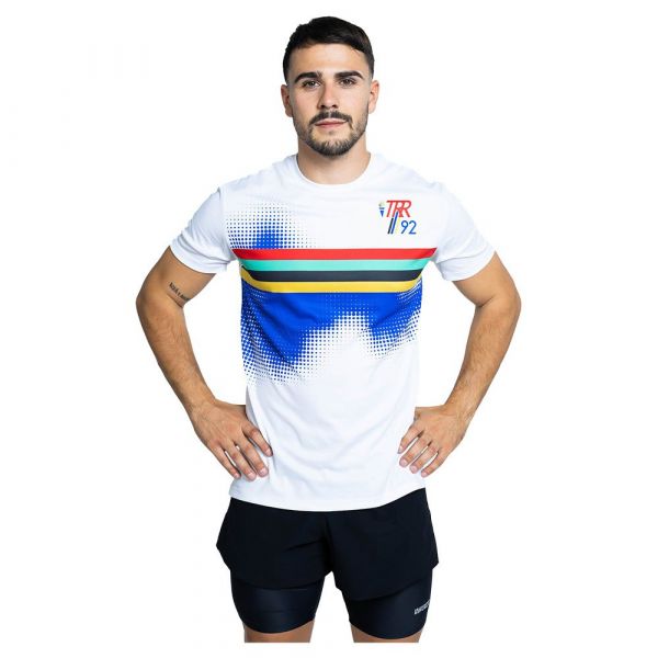 The Running Republic Barcelona 92 Short Sleeve T-shirt Branco XL Homem