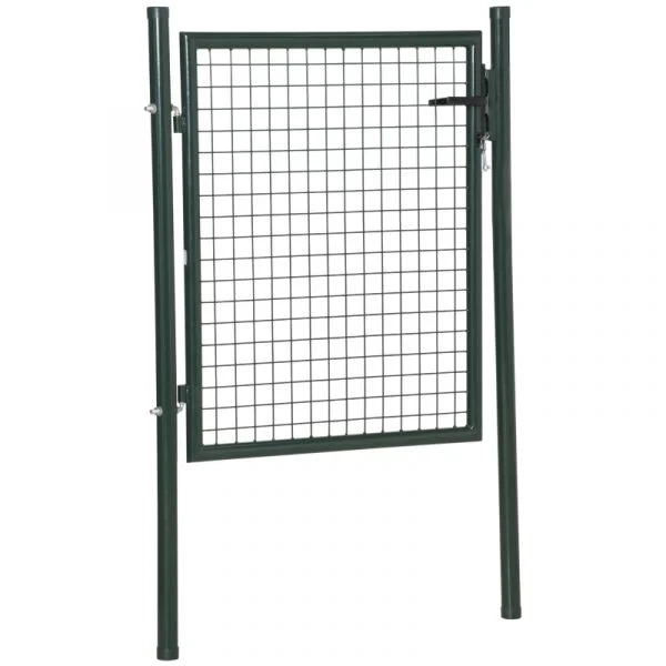 Homcom Porta Vedação de Jardim de Aço com Maçaneta de Fechadura e 3 Chaves Porta de Vedação 97x150cm Verde - B70-056