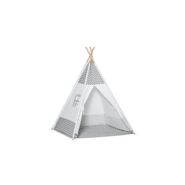 Homcom Tenda Tipi com Janela Almofada 120x120x155cm Cinza