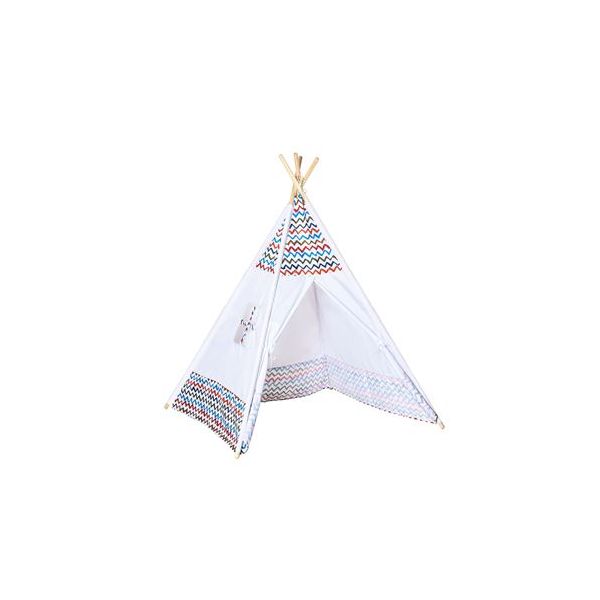 Homcom Tenda Tipi para Crianças Acima de 3 Anos Tenda Tipi Infantil de Madeira Portátil com Janela 120x120x155cm Branco