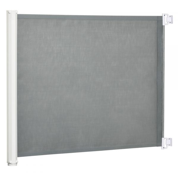 Pawhut Barreira de Segurança Extensível Grade Retrátil 5,5-115x5,5x82,5cm Cinza