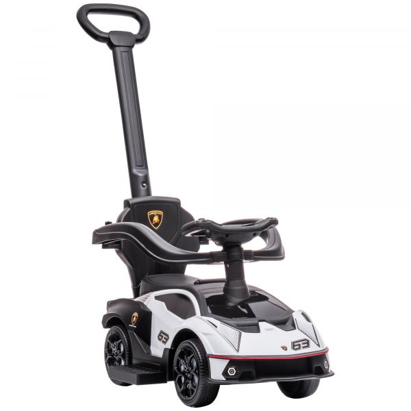 Aiyaplay Carro Andador 2 em 1 Lamborghini Essenza Branco e Preto