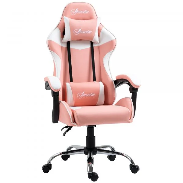 Cadeira Gaming Vinsetto Ergonômica Rosa/Branco - 921-436PK