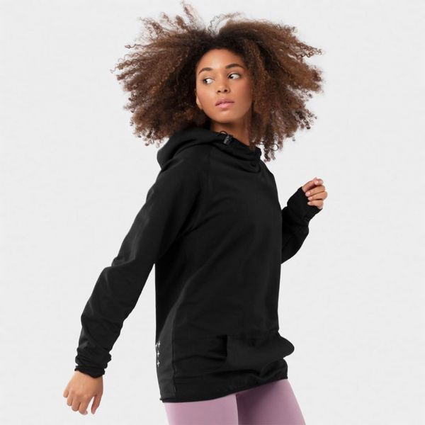 Siroko Black Square Hoodie Preto S Mulher