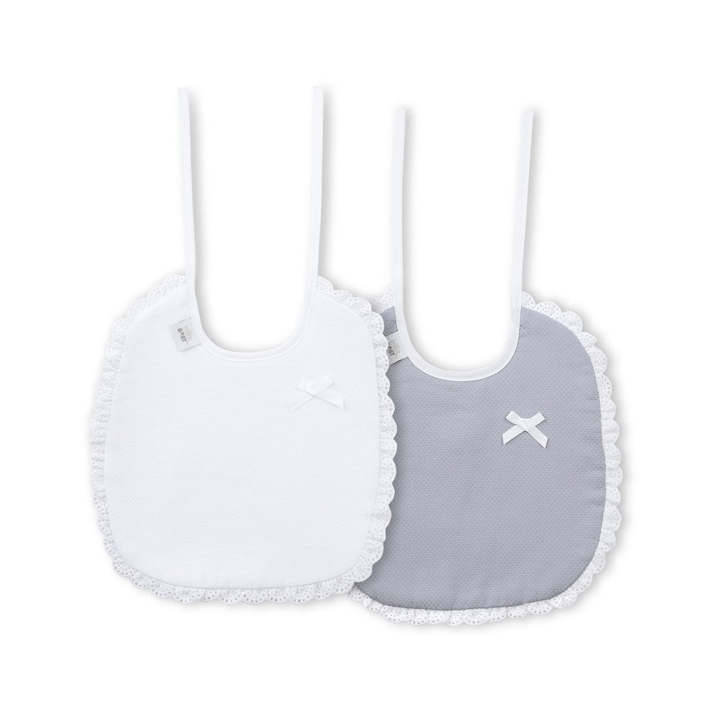 Babete (Pack 2 Unidades) 100% Algodão Cinza & Branco O Interbaby