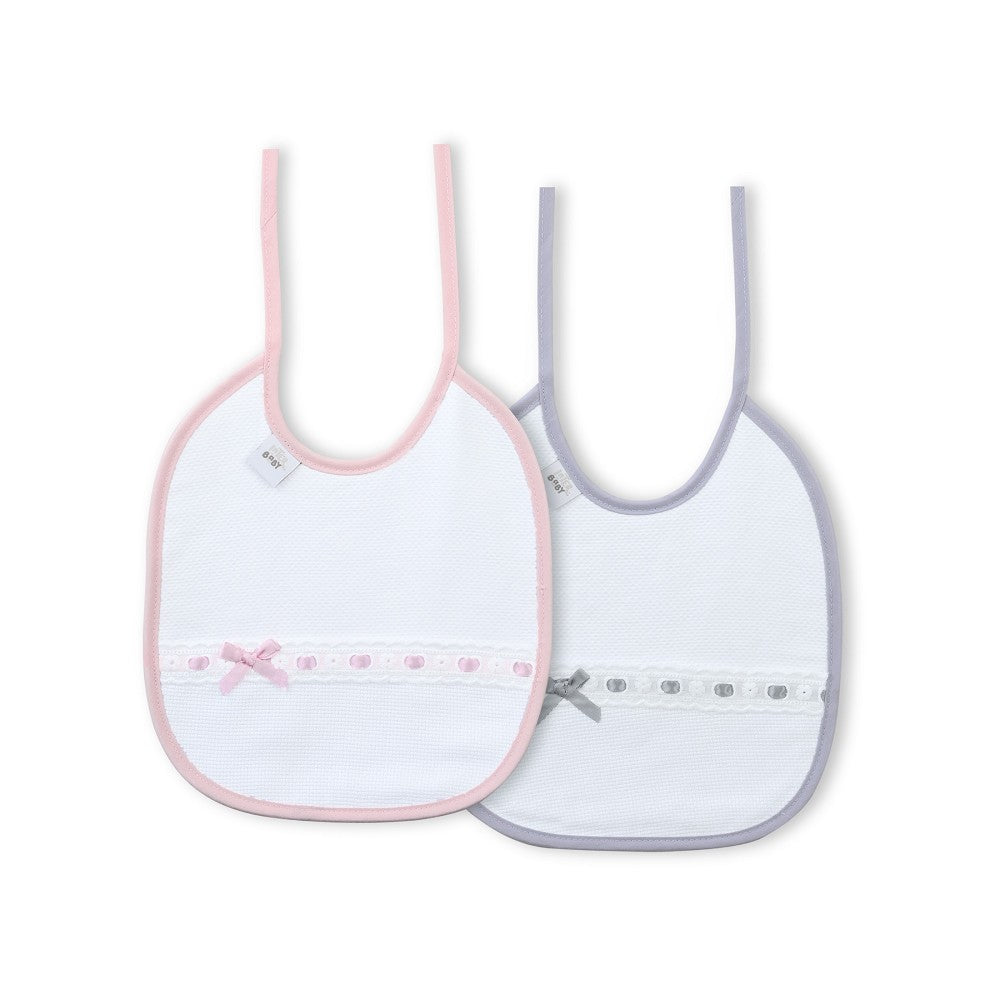 Babete (Pack 2 Unidades) 100% Algodão Cinza & Rosa J Interbaby