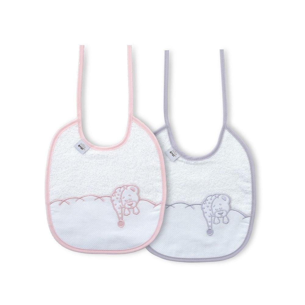 Babete (Pack 2 Unidades) 100% Algodão Cinza & Rosa F Interbaby