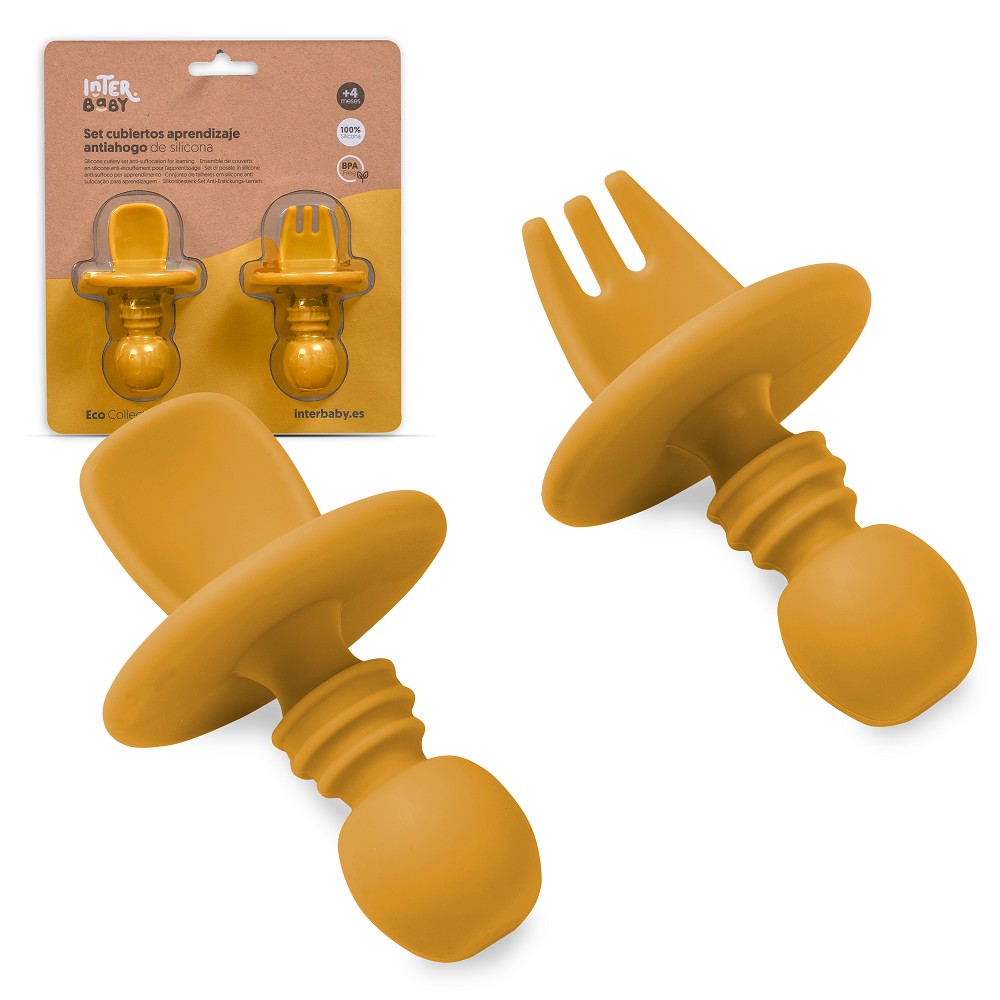 Conjunto De Talheres De Aprendizagem De Silicone (Anti Sufoco) Ocr Terra Interbaby