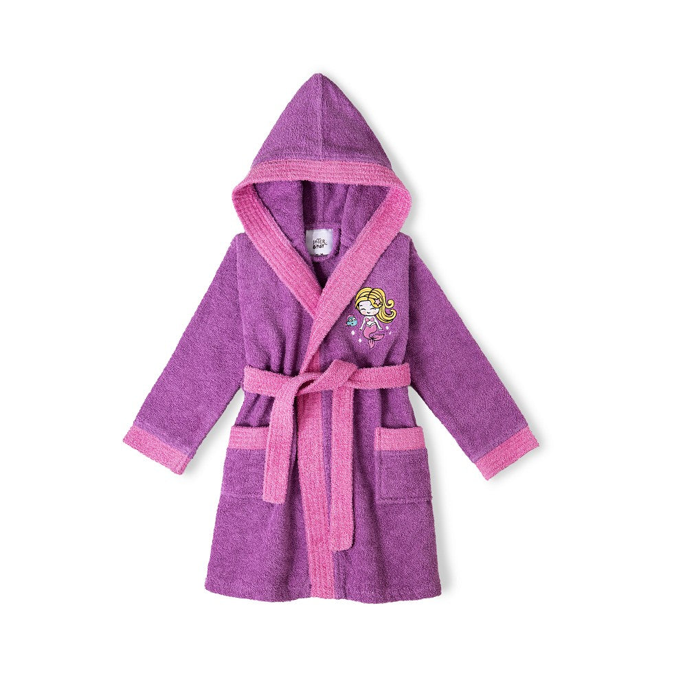 Roupão De Banho 100% Terry Algodão T 2 4 Lila Interbaby