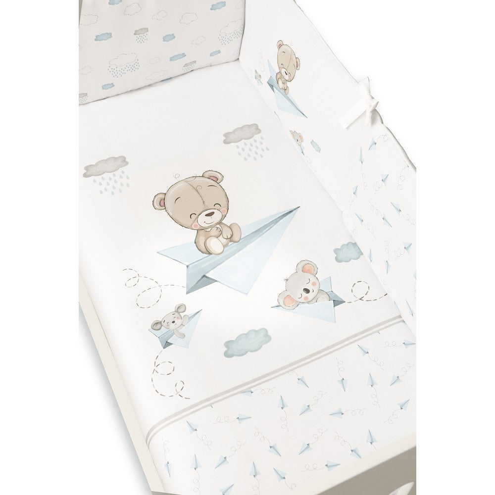 Conjunto 2 Pçs Amovivel (Colcha+Protetor De Cama) Paper Plain Azul Interbaby