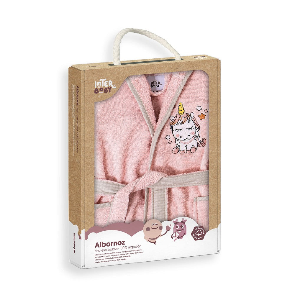 Roupão De Banho 100% Terry Algodão Em Caixa T 6 8 Rosa Interbaby