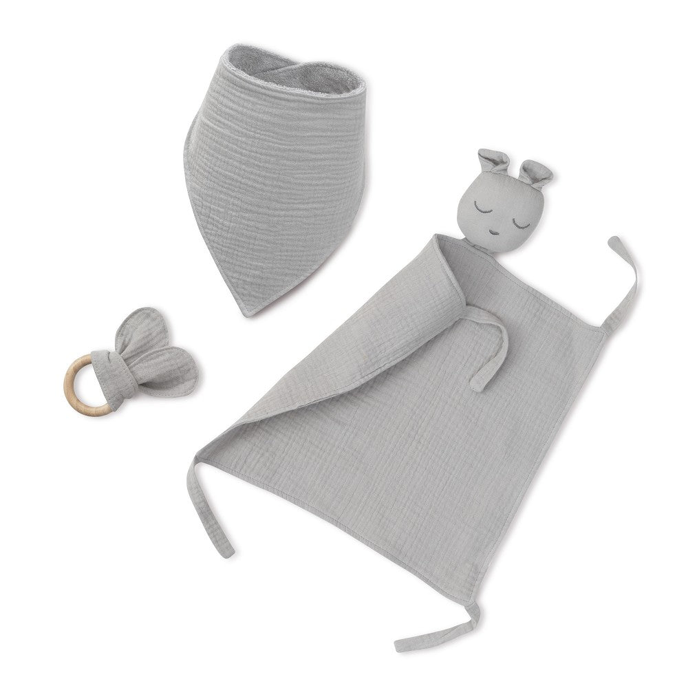Conjunto Doudou + Bandana + Mordedor Oso Cinza Petrola Interbaby
