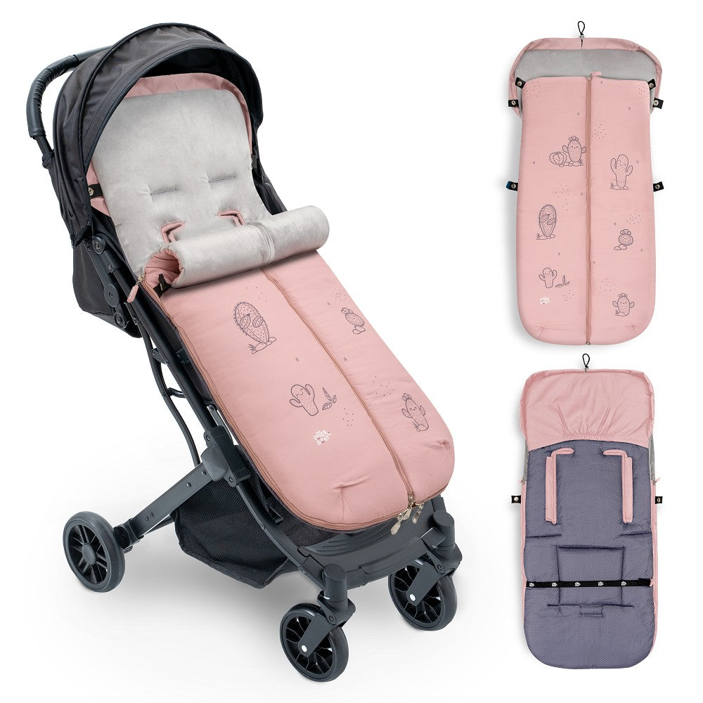 Saco Universal Para Carrinho de passeio Impermeável 46X105 Cms Coralina Cactus Rosa Interbaby