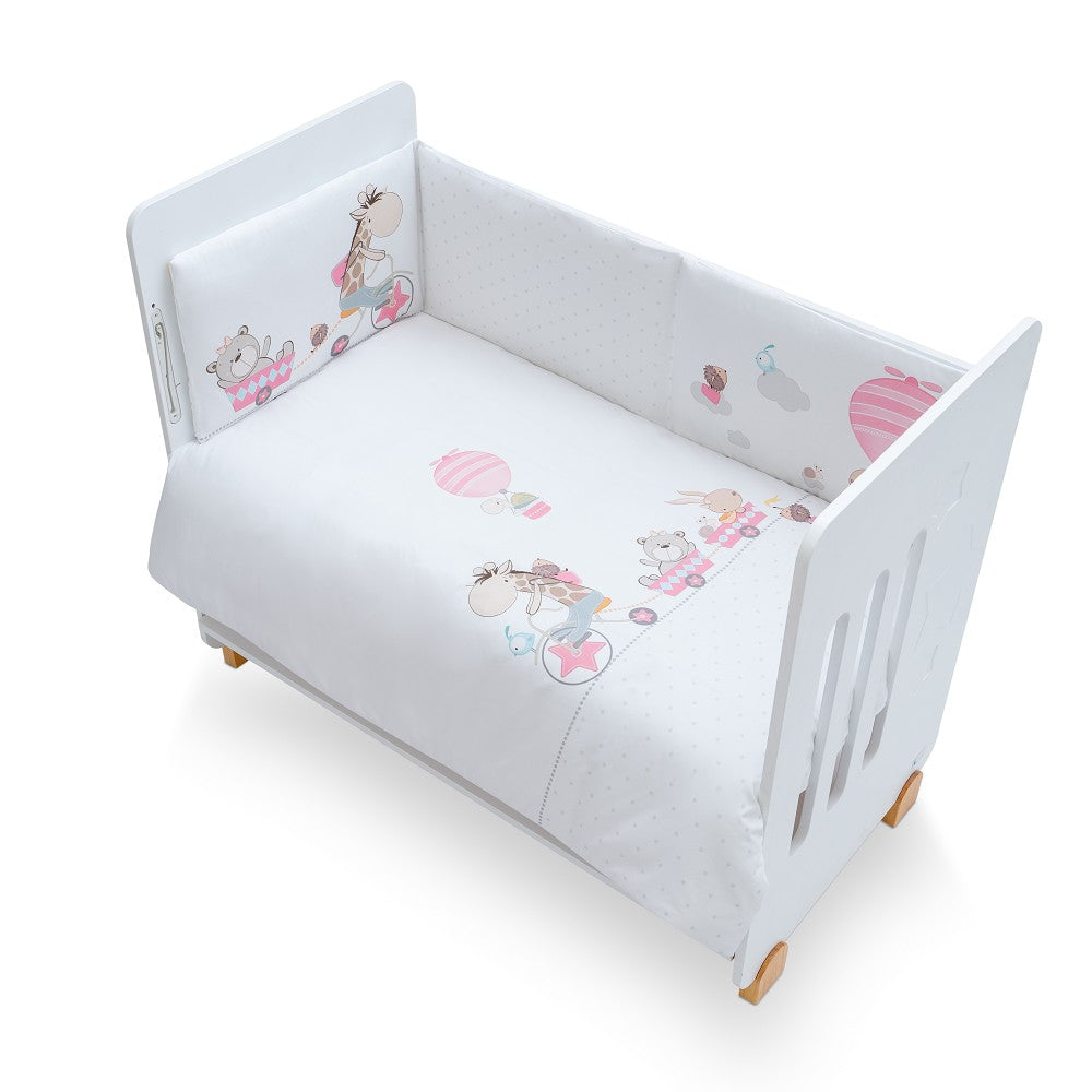 Conjunto 2 Pçs Amovivel (Colcha+Protetor De Cama) Jirafa Bicicleta Rosa Interbaby