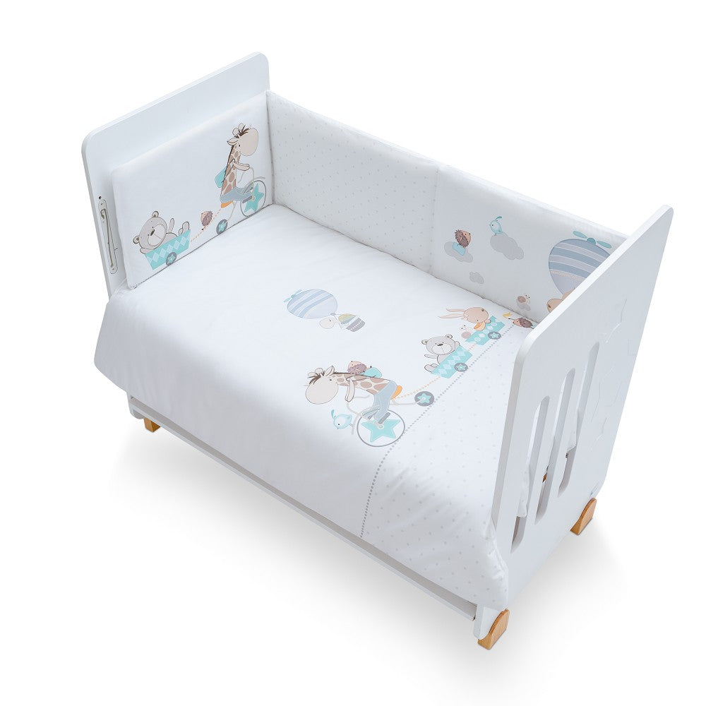 Conjunto 2 Pçs Amovivel (Colcha+Protetor De Cama) Jirafa Bicicleta Verde Interbaby