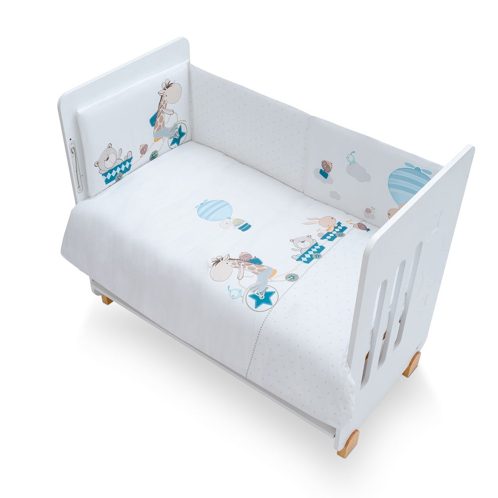 Conjunto 2 Pçs Amovivel (Colcha+Protetor De Cama) Jirafa Bicicleta Petrola Interbaby