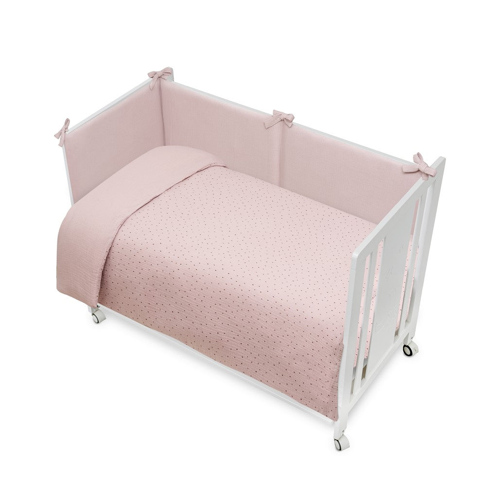 Conjunto 2 Pçs Amovivel (Colcha+Protetor De Cama) Punto Rosa escuro Interbaby
