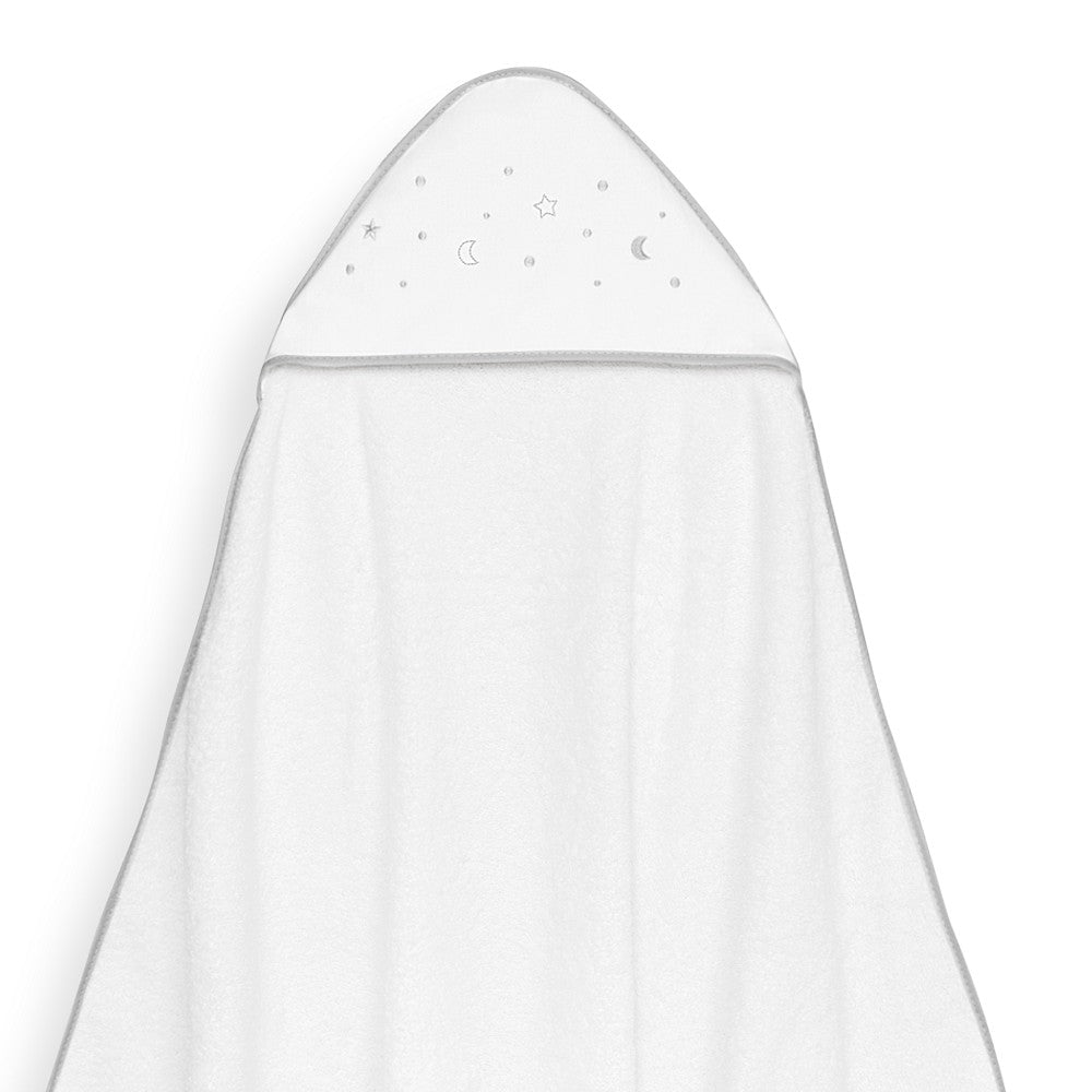 Toalha de banho 100X100 + Babete Estrellas Lunas Bodoques Cinza Interbaby