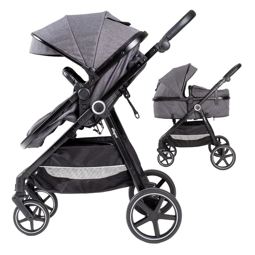 Carrinho Bebé 2 em 1 com Alcofa + Assento Versa Cinzento Interbaby