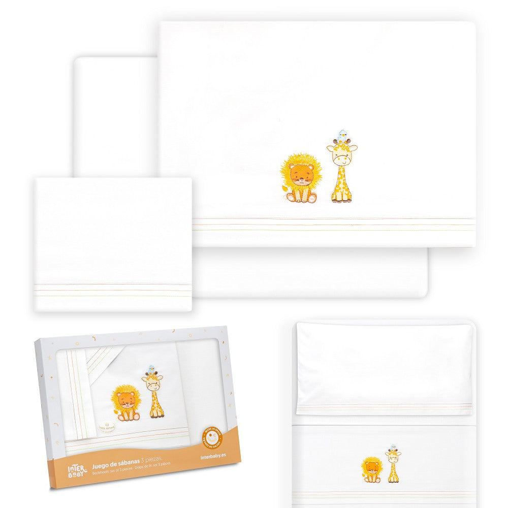 Conjunto para Berço Leão Girafa e Pássaro Branco Interbaby