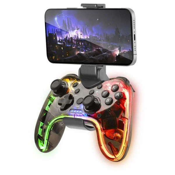 Mars Gaming Gamepad MGP-BT Bluetooth/Wired RGB Transparente + Adaptador p/ Smartphone