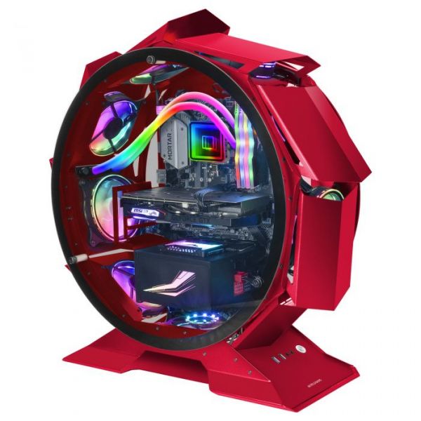 MARS GAMING MCORB Circular Premium Vermelha (Micro-ATX) (Vidro Temperado) - MCORBR