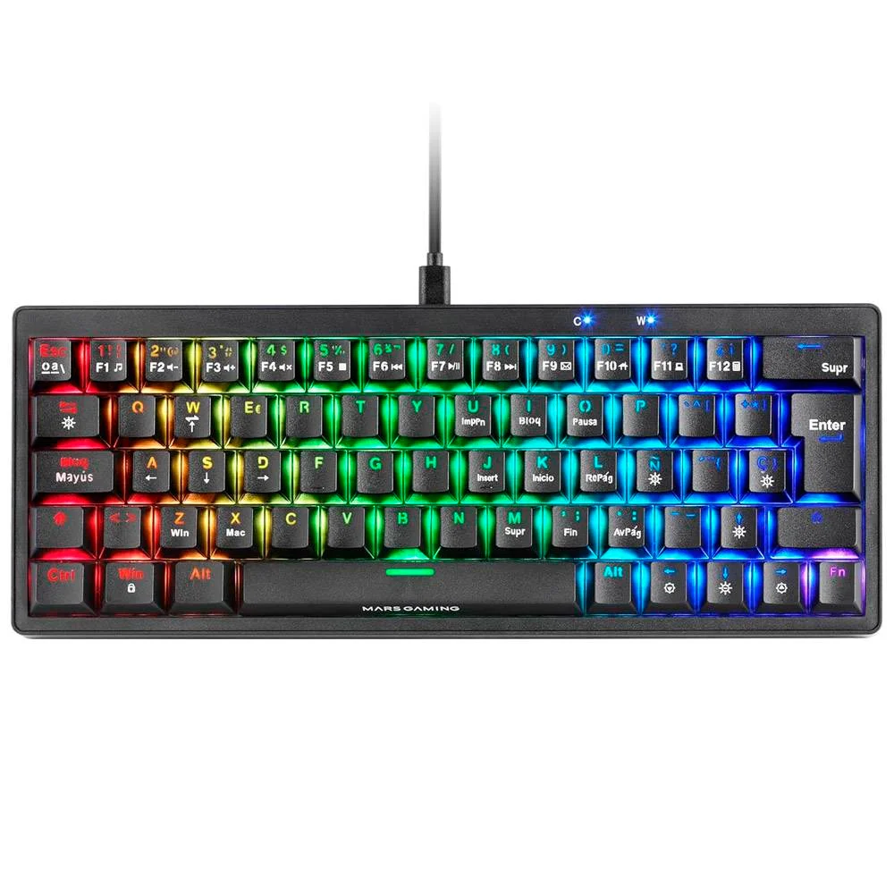 Teclado Mars Gaming MKMINIPRO Black RGB 60% PT SW Blue