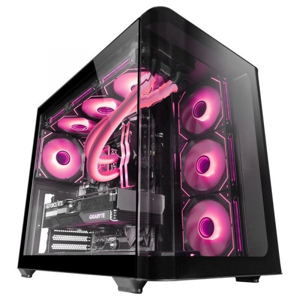 Mars Gaming MC-FUSION ATX com Vidro Temperado Contínuo Curvo e Duas Câmaras Preta
