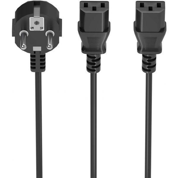 Aisens Duplicador Cabo de Alimentação CEE7/M 2 x C13/F Preto 1.8m